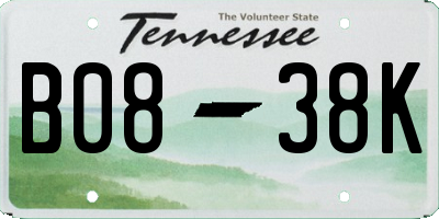 TN license plate B0838K
