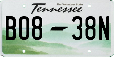 TN license plate B0838N