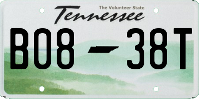 TN license plate B0838T