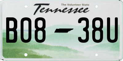 TN license plate B0838U