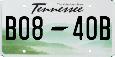 TN license plate B0840B