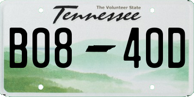 TN license plate B0840D