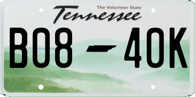 TN license plate B0840K