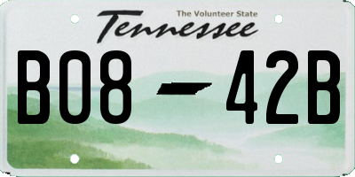 TN license plate B0842B