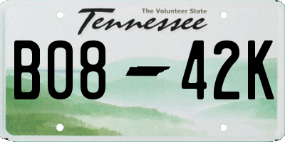 TN license plate B0842K