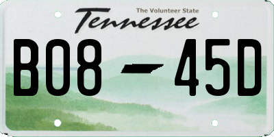 TN license plate B0845D