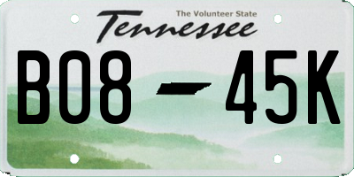 TN license plate B0845K