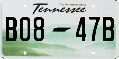 TN license plate B0847B