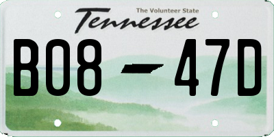 TN license plate B0847D