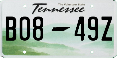 TN license plate B0849Z
