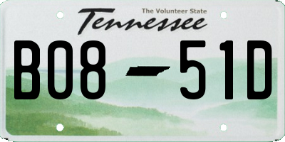 TN license plate B0851D