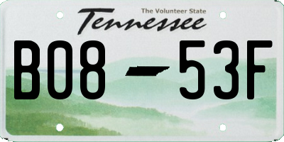 TN license plate B0853F