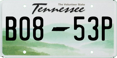 TN license plate B0853P
