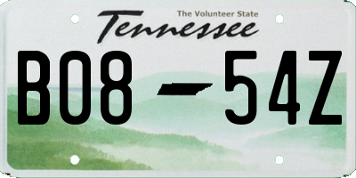 TN license plate B0854Z