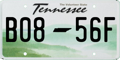 TN license plate B0856F