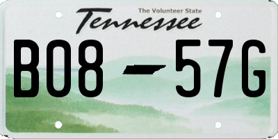 TN license plate B0857G