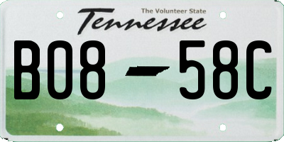 TN license plate B0858C