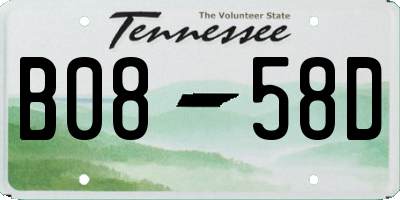 TN license plate B0858D