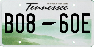 TN license plate B0860E