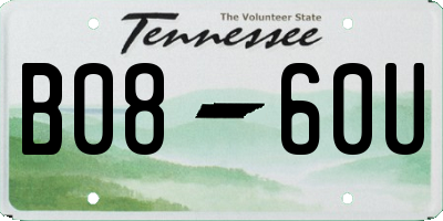 TN license plate B0860U