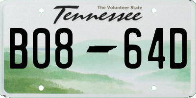 TN license plate B0864D