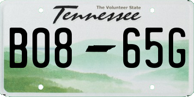 TN license plate B0865G