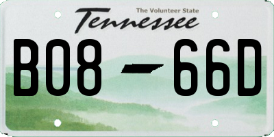 TN license plate B0866D