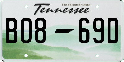 TN license plate B0869D
