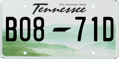 TN license plate B0871D