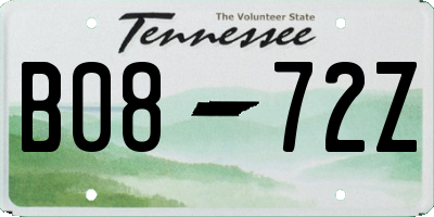 TN license plate B0872Z