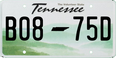 TN license plate B0875D