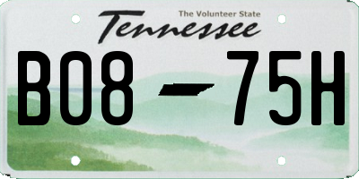 TN license plate B0875H