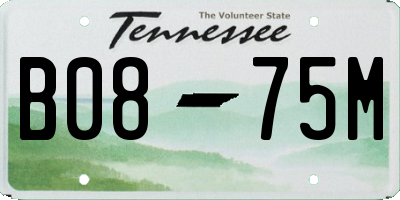 TN license plate B0875M