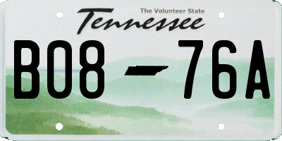 TN license plate B0876A
