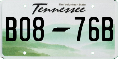 TN license plate B0876B