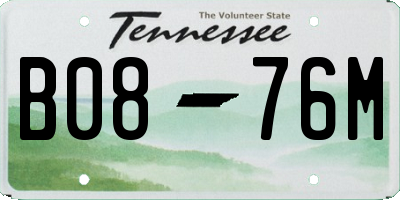 TN license plate B0876M