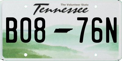 TN license plate B0876N