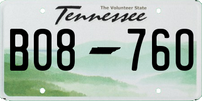 TN license plate B0876O