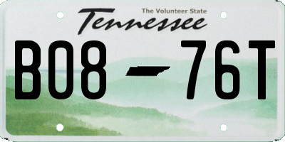 TN license plate B0876T
