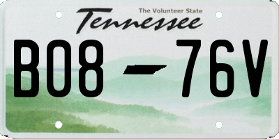 TN license plate B0876V