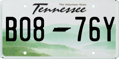 TN license plate B0876Y