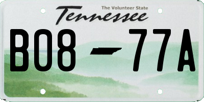 TN license plate B0877A