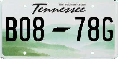 TN license plate B0878G