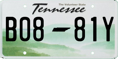 TN license plate B0881Y