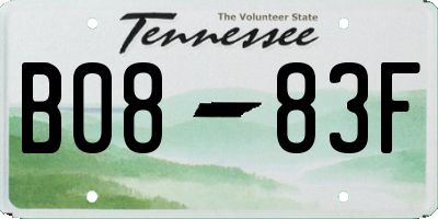 TN license plate B0883F