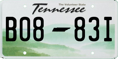 TN license plate B0883I