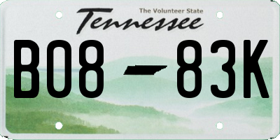TN license plate B0883K