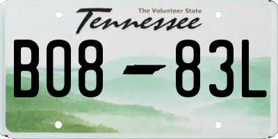 TN license plate B0883L