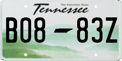 TN license plate B0883Z