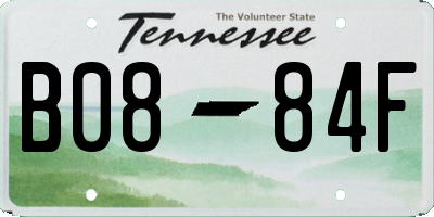 TN license plate B0884F